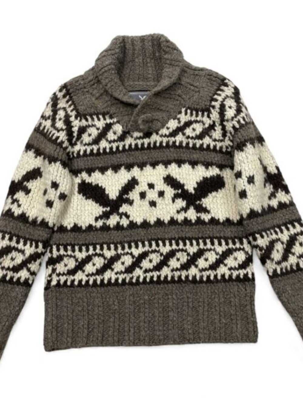 American Eagle Wool Blend Cowichan Pullover Navajo Western Sweater Women's S
